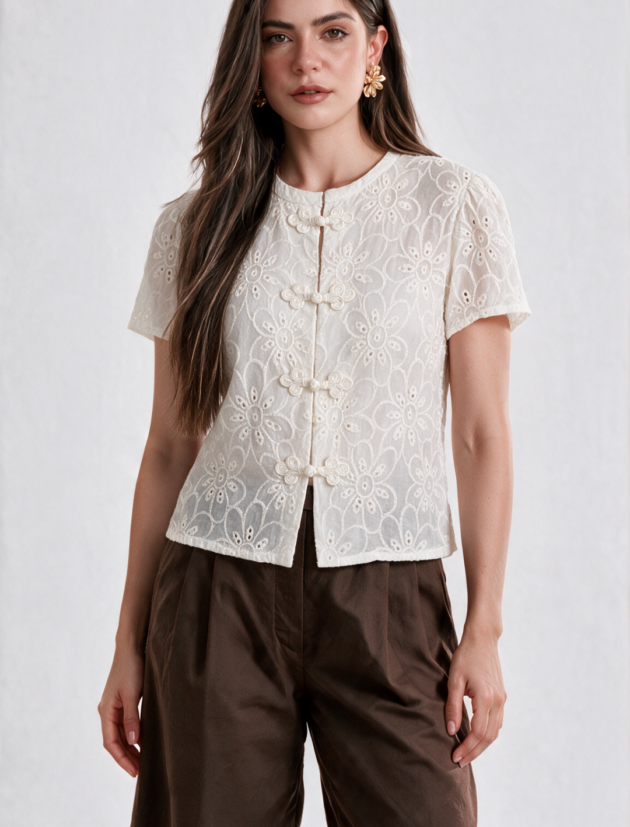 Blusa Bordado Floral